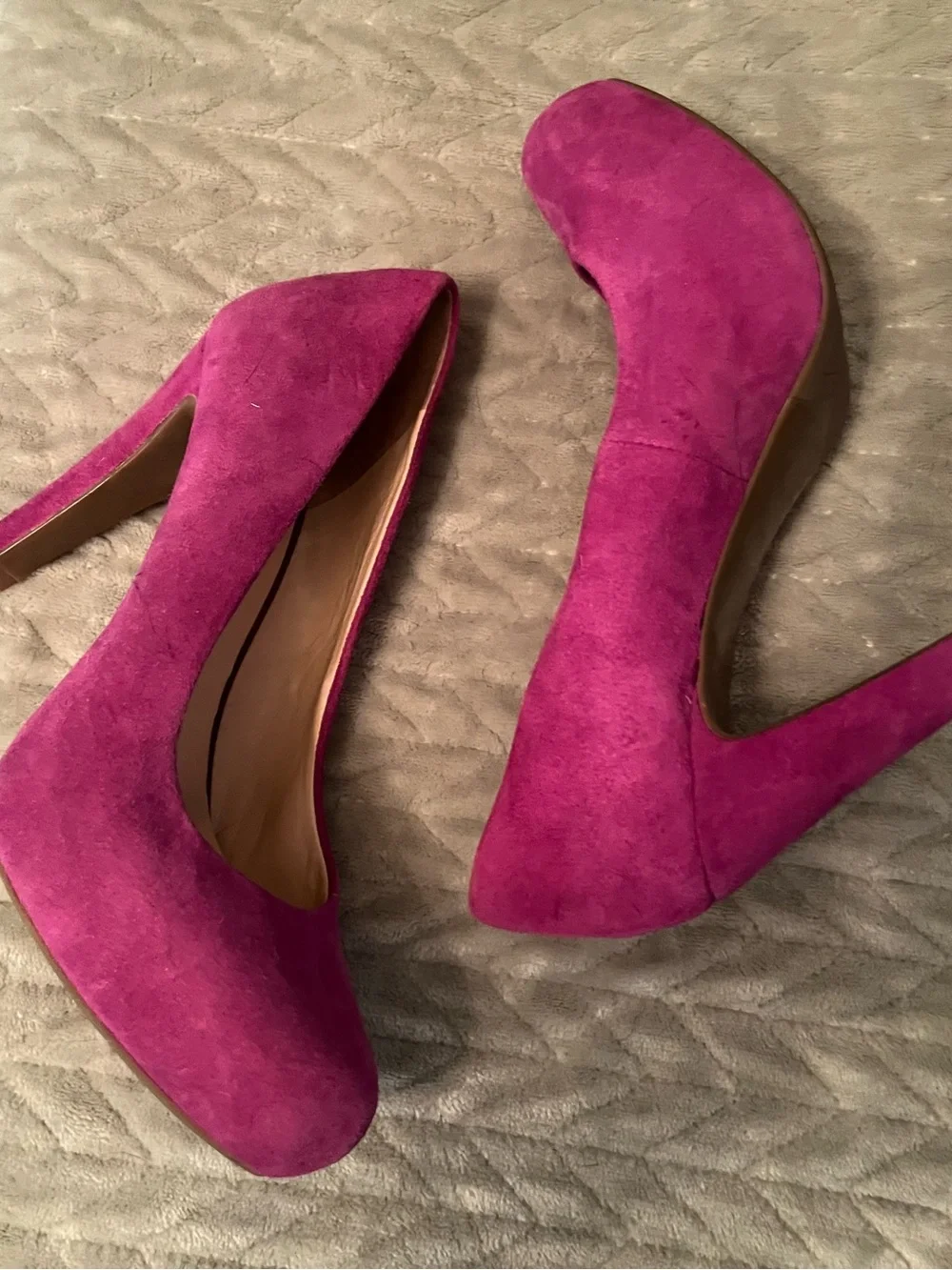 Franco Sarto Magenta Suede Almond-Toe Pumps